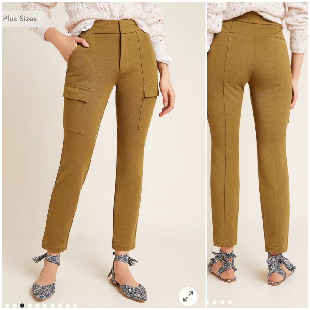 Anthropologie tailored trouser olive 4123650590042